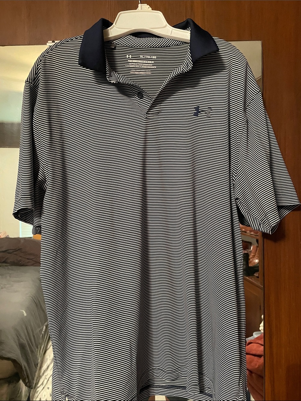 Under Armour Men’s Navy & White Micro-Stripe Polo
